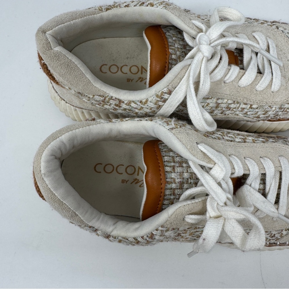 Matisse Woven Platform Sneakers – Neutral Tweed Lace-Up Shoes Size 10 - Picture 5 of 7